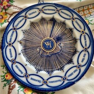 4 Flow Blue Martha Washington Chain of States Plates